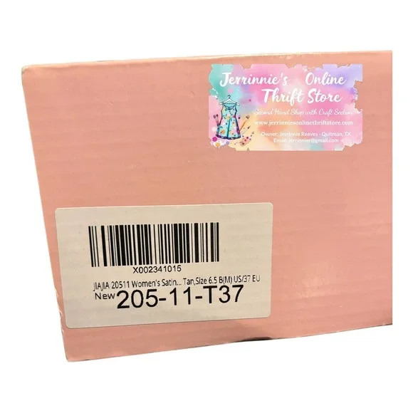 JIAJIA 20511 Womens Tan Satin T-Strap Ballroom Dance Shoes Heels Size 6.5 EU 37 - Picture 4 of 4